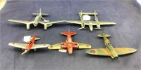 Five Vintage Metal WWII. Model Airplanes-