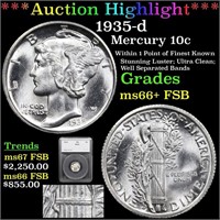 *Highlight* 1935-d Mercury 10c Graded ms66+ FSB