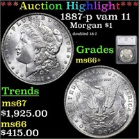 *Highlight* 1887-p vam 11 Morgan $1 Graded ms66+