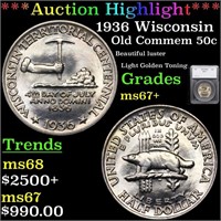 *Highlight* 1936 Wisconsin Old Commem 50c Graded m