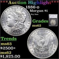 *Highlight* 1886-o Morgan $1 Graded ms62