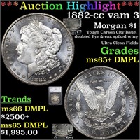 *Highlight* 1882-cc vam 3 Morgan $1 Graded ms65+ D