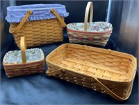 4 Pcs Longaberger Baskets