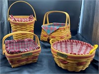 4 Pcs Christmas Collection Longaberger Baskets
