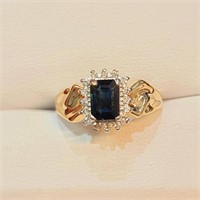 $2500 14K  Sapphire(1.5ct) Diamond(0.2ct) Ring