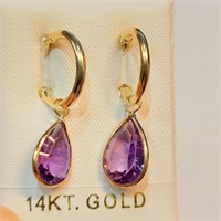 $1400 14K  Amethyst(5.5ct) Earrings
