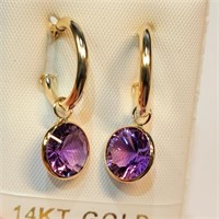 $1400 14K  Amethyst(5ct) Earrings