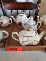 3 X'S BID FLORAL DESIGNED TEAPOTS