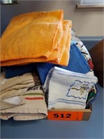 FLAT OF MISC. KITCHEN DRY GOODS- RAGS & SUCH