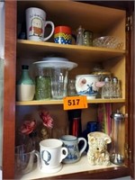CONTENTS OF CABINET- CUPS- GLASSES -MISC.