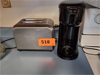 2 SLICE TOASTER AND COFFEE MAKER- NO POT