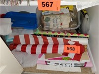 CONTENTS OF ITEMS ON FLOOR - FLAGS- MISC.