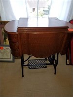 TREADLE SEWING MACHINE IN CABINET- UNMARKED