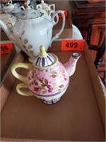 2 X'S BID TEAPOT & COFFEE POT- FLORAL THEMED