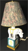 19" Vintage Italian Ceramic Circus Elephant Lamp