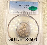 1870 Judd Patern Quarter PCGS - PR64 CAC J-894