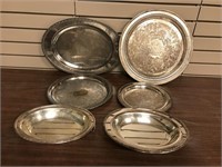 Mixed Group Of Assorted Silverplate Trays