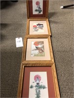 4 Oak Framed Paul Goble Art Work Pictures
