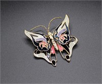 Vintage Cloisonne Butterfly Brooch Pin