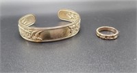S Kirk & Son S Silver Monogramed Bracelet & Ring