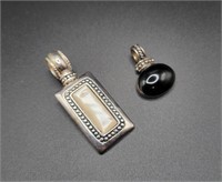 2 Pcs Sterling & Mother of Pearl & Onyx Pendants