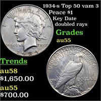 1934-s Top 50 vam 3 Peace $1 Grades Choice AU
