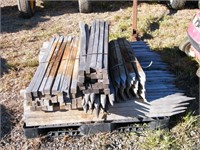 PLASTIC PALLET w/ APPROX. 300 48" WOOD STAKES