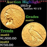 *Highlight* 1915-p Indian $2 1/2 Grades Select Unc