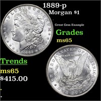 1889-p Morgan $1 Grades GEM Unc