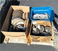 3- boxes of misc casters and wheels