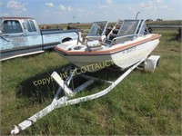 1971 Glastron 15' fiberglass boat w/trailer