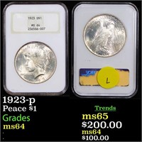 1923-p Peace $1 Graded ms64