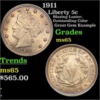 1911 Liberty 5c Grades GEM Unc