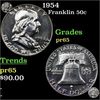 1954 Franklin 50c Grades GEM Proof