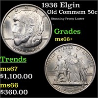 1936 Elgin Old Commem 50c Grades GEM++ Unc