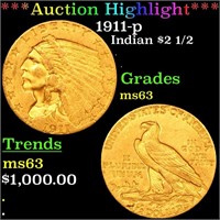 *Highlight* 1911-p Indian $2 1/2 Grades Select Unc