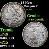 1892-s Morgan Dollar $1 Grades Vf details