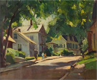 Emile Albert Gruppe (American, 1896-1978) oil on canvas Rockport street scene