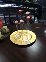 Five glass candleholders