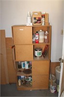 4 Teir Wood Cabinet w/ Cleaning Contents