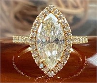 3.51 Cts Marquise Cut Diamond Halo Ring
