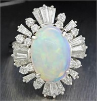 6.20 Cts Natural Opal Diamond Ring 14 Kt
