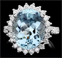 $11,520  8.50 cts Aquamarine Diamond 14k Ring