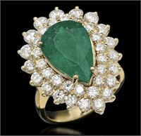 $23,560  8.09 cts Emerald & Diamond 14k Ring