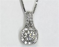 .45 Cts Diamond Halo Pendant Necklace 14 Kt