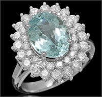 AIGL $9291 6.66 Cts Aquamarine Diamond Ring