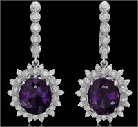 AIGL $ 8415 10.69 Cts Amethyst Diamond Earrings