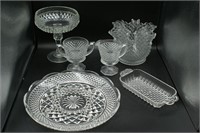 Vintage Hobnail Glass Serve ware & Vase