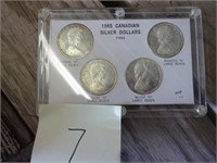 1965 Canadian silver dollars, 4 uncirculated