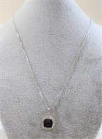 Sterling genuine black & white diamond necklace